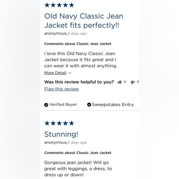 Old Navy Large Jean Jackets Summer Fall Denim Coat Stretch ON Blue Cotton Casual - Picture 5 of 14